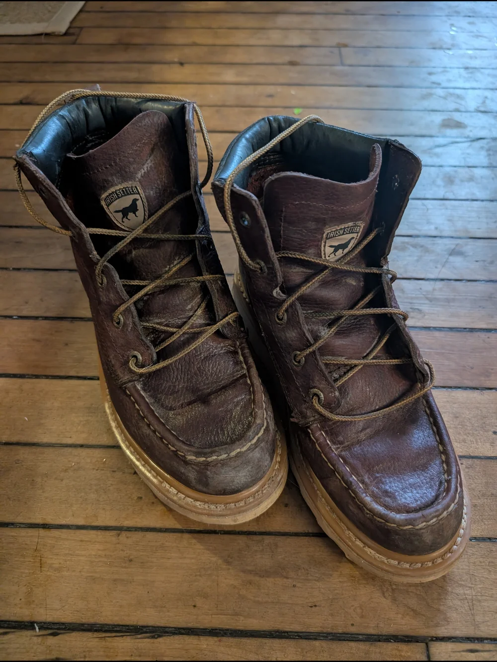 Men's Brown Leather Moc Toe Boots